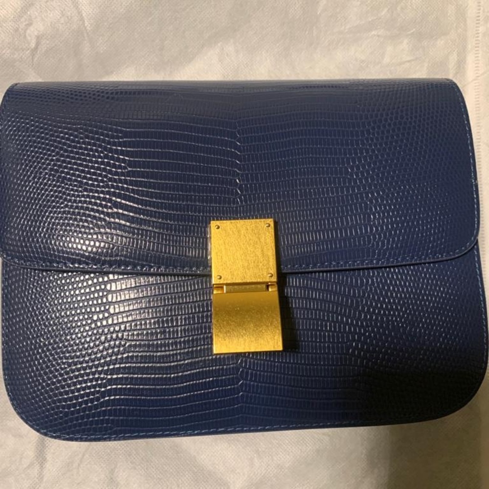 Box Bag in navy snakeskin - Picture 11 of 12